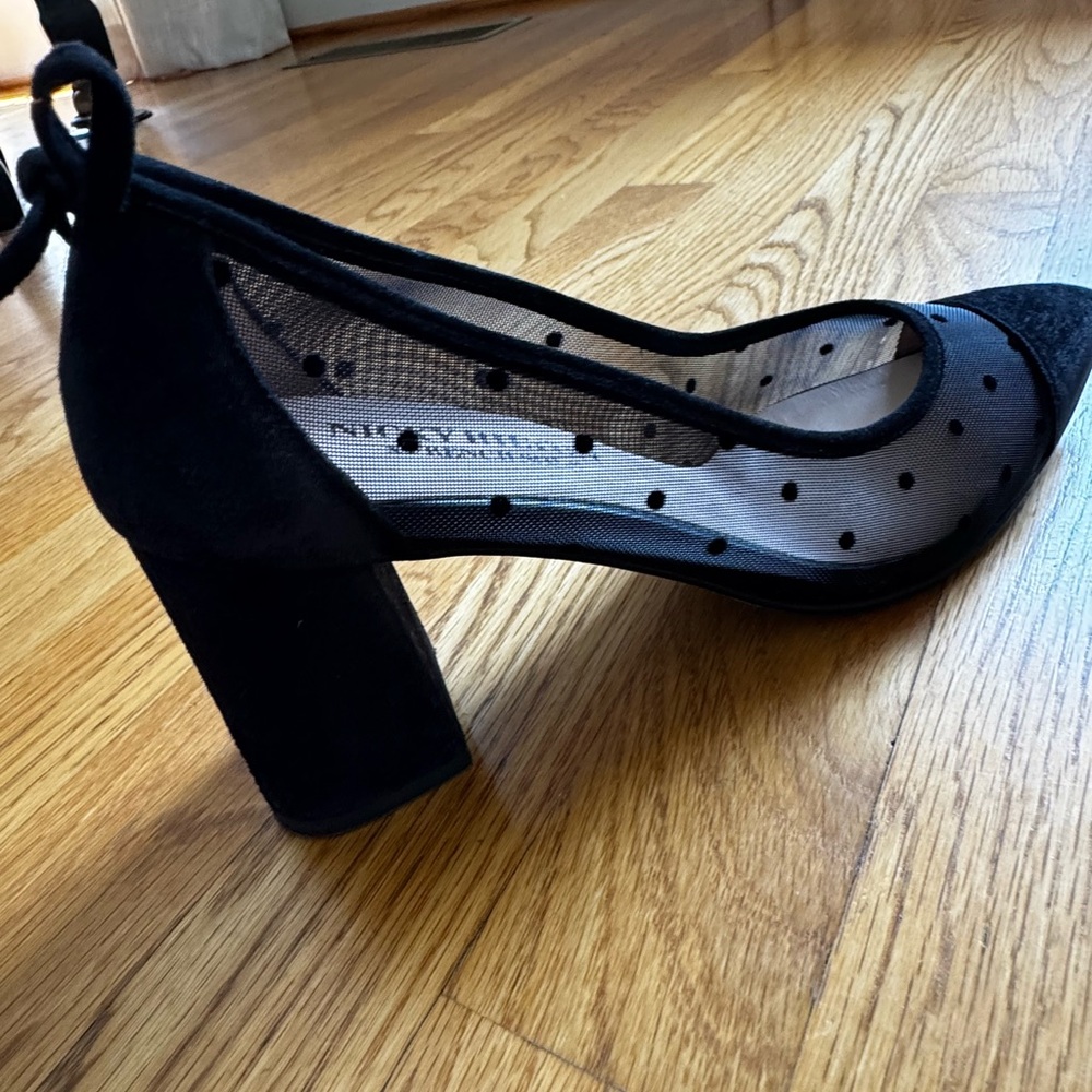 Black Mesh Polka Dot Heels